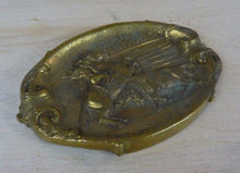 Load image into Gallery viewer, Old Brass Matador on Horseback Bull Card Tip Trinket Tray High Relief Ornate
