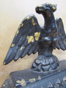 Old Cast Iron Eagle Doorstop spread wings feathers thirteen stars bevel base