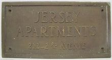 Load image into Gallery viewer, Old JERSEY APARTMENTS Brass Building Plaque Sign ASBURY PARK NJ Shore Embossed
