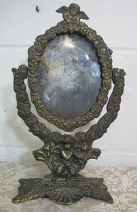 Antique Decorative Art Picture Mirror Frame Cherubs Cupid floral swivel ornate