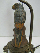 Load image into Gallery viewer, PARROT ON STUMP Antique Cast Iron Decorative Art Lamp htf unique old bird light
