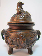 Load image into Gallery viewer, Antique Bronze Foo Dog Asian Incense Burner High Relief JB 1883 Jenning Bros
