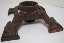 Load image into Gallery viewer, Antique Cast Iron Stand unusual smaller sized tree large flagpole base detailed
