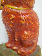 Load image into Gallery viewer, Old Cast Iron Cat Doorstop orange green eyed kitten detailed door stopper
