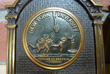 Load image into Gallery viewer, NEW YORK UNIVERSITY 1930s CS&amp;C Co NYU Brass Decorative Art Bookends Book Ends
