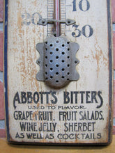 Load image into Gallery viewer, ABBOTTS BITTERS Adds Zest and Flavor to Beverages Antique Thermometer Sign Pub
