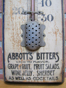 ABBOTTS BITTERS Adds Zest and Flavor to Beverages Antique Thermometer Sign Pub