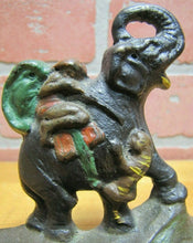 Load image into Gallery viewer, Antique HUNTER TIGER ELEPHANT Bookends cast iron orig old paint small detailed
