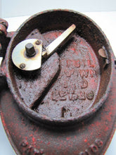 Load image into Gallery viewer, Antique FIRE ALARM Box Patent 1908 Cast Iron oval embossed lettering heavy old
