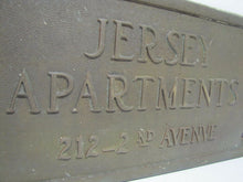 Load image into Gallery viewer, Old JERSEY APARTMENTS Brass Building Plaque Sign ASBURY PARK NJ Shore Embossed
