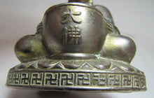 Load image into Gallery viewer, BUDDHA Old Incense Burner SWIRLING LOGS GOOD LUCK Ornate Silver Nickel Plate
