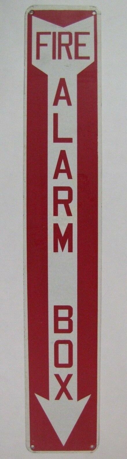 Old Fire Alarm Box Sign metal pointing arrow downward emergency rescue adv