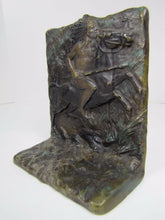 Load image into Gallery viewer, Antique INDIAN WARRIOR on Horseback Cast Iron Decortive Art Bookend Old Paint
