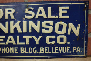 JENKINSON REALTY Co CAMERAPHONE Bldg BELLEVUE PA Old Embossed Tin Ad Sign