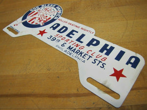 GOD BLESS AMERICA ADELPHIA ROLLER SKATING PHILA Old License Plate Topper Sign