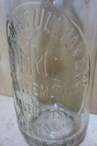 JOHN MACULLION & Co BOSTON MASS Antique Embossed Porcelain Top Soda Beer Bottle