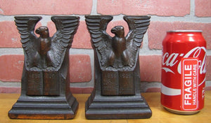 NATIONAL LIBERTY INSURANCE Co of AMERICA Old Cast Iron Eagle Bookends 1929