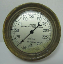 Load image into Gallery viewer, p1906 CASCADE AUTO SPRINKLER Corp US Gauge Co NY Antique Brass Red Fire Alarm
