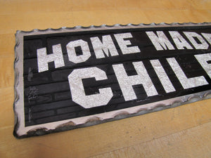 HOME MADE CHILE Antique ROG Reverse on Chip Glass Advertising Sign Diner Restaurant Bar Pub BBQ Chili Chilli