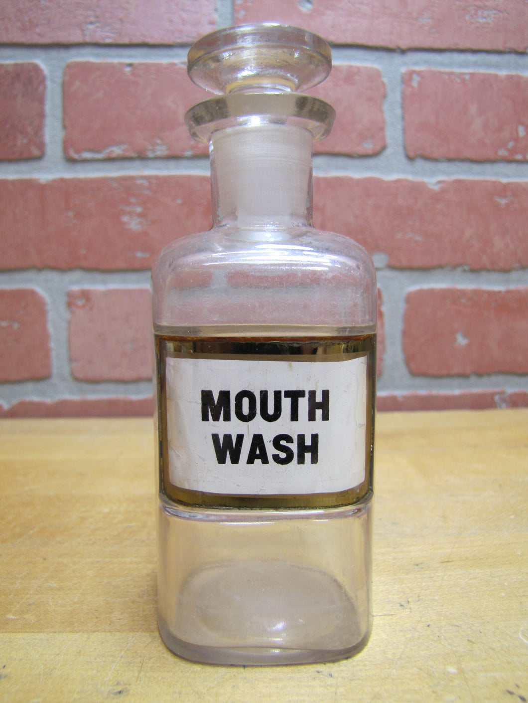 MOUTH WASH Antique Reverse Under Glass Label Apothecary Medicine Bottle pat 1889 WT Co