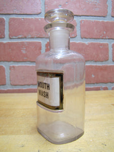 MOUTH WASH Antique Reverse Under Glass Label Apothecary Medicine Bottle pat 1889 WT Co