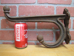 Antique Cast Iron Double Hook Hanger Bracket Farm Industrial Shop Hardware Element