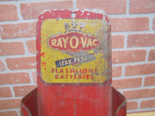 Load image into Gallery viewer, BUY RAY-O-VAC LEAK PROOF FLASHLIGHT BATTERIES Old Store Display Battery Sign Ad
