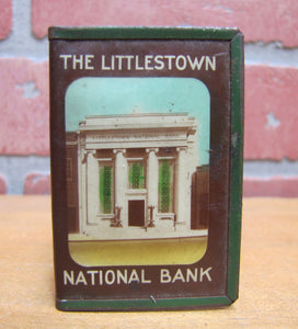 LITTLESTOWN NATIONAL BANK Antique Advertising Match Box Safe Vesta Book Holder
