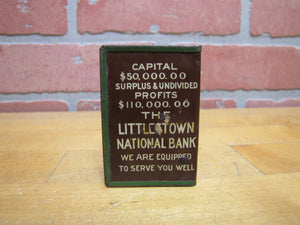 LITTLESTOWN NATIONAL BANK Antique Advertising Match Box Safe Vesta Book Holder