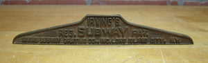 IRVING SUBWAY GRATING Co LONG ISLAND CITY NY Old Brass Small Ad Sign Plaque Nameplate