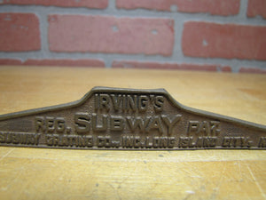 IRVING SUBWAY GRATING Co LONG ISLAND CITY NY Old Brass Small Ad Sign Plaque Nameplate