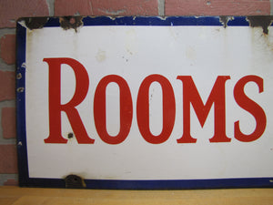 ROOMS $2.00 Old Double Sided Porcelain Advertising Sign General Steel Wares Products