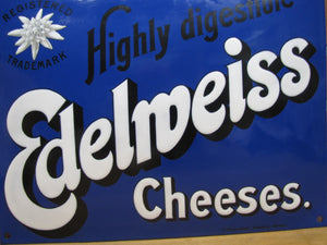 EDELWEISS CHEESES Highly digestible Old Porcelain Store Display Ad Sign C Robert Dold Offenburg Germany