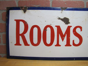 ROOMS $2.00 Old Double Sided Porcelain Advertising Sign General Steel Wares Products