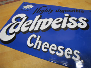 EDELWEISS CHEESES Highly digestible Old Porcelain Store Display Ad Sign C Robert Dold Offenburg Germany