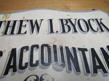 Load image into Gallery viewer, MATTHEW BYOCK PUBLIC ACCOUNTANT Vintage Double Sided Wooden Advertising Sign
