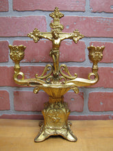 Load image into Gallery viewer, INRI JESUS CROSS CRUCIFIX Antique Decorative Arts Double Candlestick Holder
