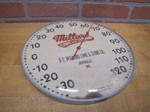 MILLARD LIME & STONE Co ANNVILLE PA Original Old Advertising Thermometer Sign T W O'CONNELL & CO CHICAGO 13 ILL