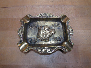 BULLDOG Old Thick Brass Dog Head Decorative Arts Cigar Ashtray Tray