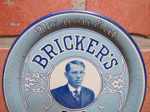 DO YOU EAT BRICKERS OK OR JUST BREAD Original Old Advertising Sign Tray