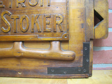 Load image into Gallery viewer, BABCOCK DETROIT UNISTOKER Orig Old Industrial Form Mold Sign Steampunk Equipment Machinery Wooden Form &amp; Metal Braces Maker Number Tag
