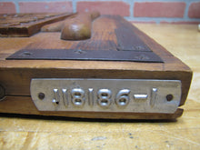 Load image into Gallery viewer, BABCOCK DETROIT UNISTOKER Orig Old Industrial Form Mold Sign Steampunk Equipment Machinery Wooden Form &amp; Metal Braces Maker Number Tag
