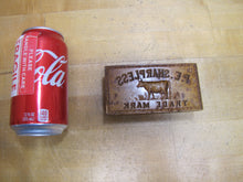 Load image into Gallery viewer, P.E. SHARPLESS COW TM Antique Penna Co Advertising Wooden Butter Pat Stamp Mold Trade Mark Ornate Folk Art
