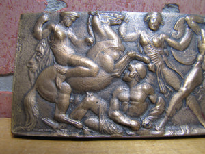 Warriors in Battle Old Brass Grand Tour Bronze Decorative Arts Relief Plaque Henning
