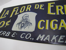 Load image into Gallery viewer, LA FLOR DE ERB 10c CIGAR Antique Embossed Tin Store Display Ad Sign Nat&#39;l Sign Co Dayton O
