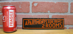 APARTMENTS FOR RENT 2 ROOMS Old Ad Tin Sign B&B Hotel Motel Boarding House