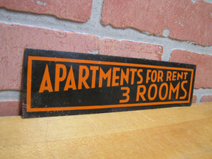 APARTMENTS FOR RENT 3 ROOMS Old Ad Tin Sign B&B Hotel Motel Boarding House