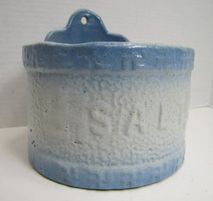 SALT GOOD LUCK SWIRLING LOGS Antique 1800s Stoneware Pottery Decorative Crock