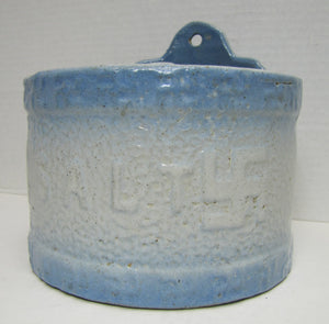 SALT GOOD LUCK SWIRLING LOGS Antique 1800s Stoneware Pottery Decorative Crock