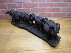 Old Ironwood Elephant Family Herd Sculpture large detailed hand carved artwork